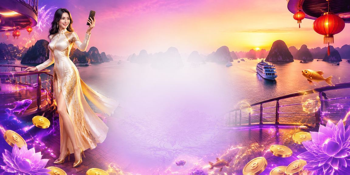 Khung cảnh Hạ Long với giao diện casino di động nổi bật về đêm