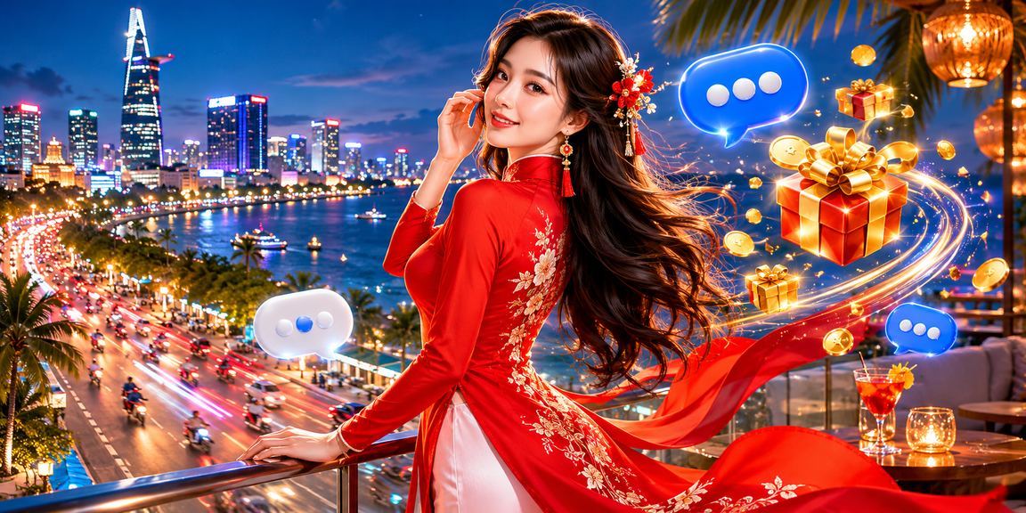 Khung cảnh TP Hồ Chí Minh với áo dài và chủ đề giải trí casino